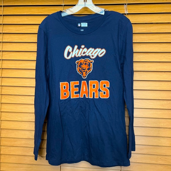 Chicago Bears NFL team Apparel women’s long sleeves Tee Sz L Navy Blue - Picture 1 of 9